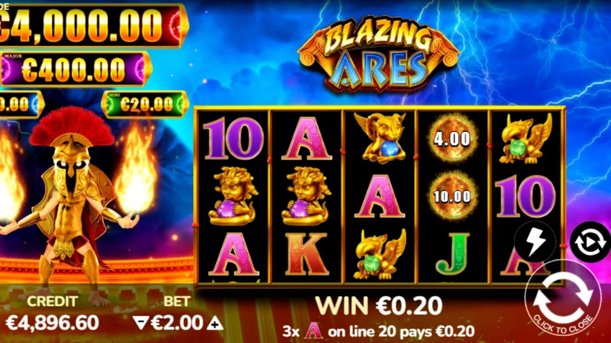 Blazing Ares slot mobile gameplay interface